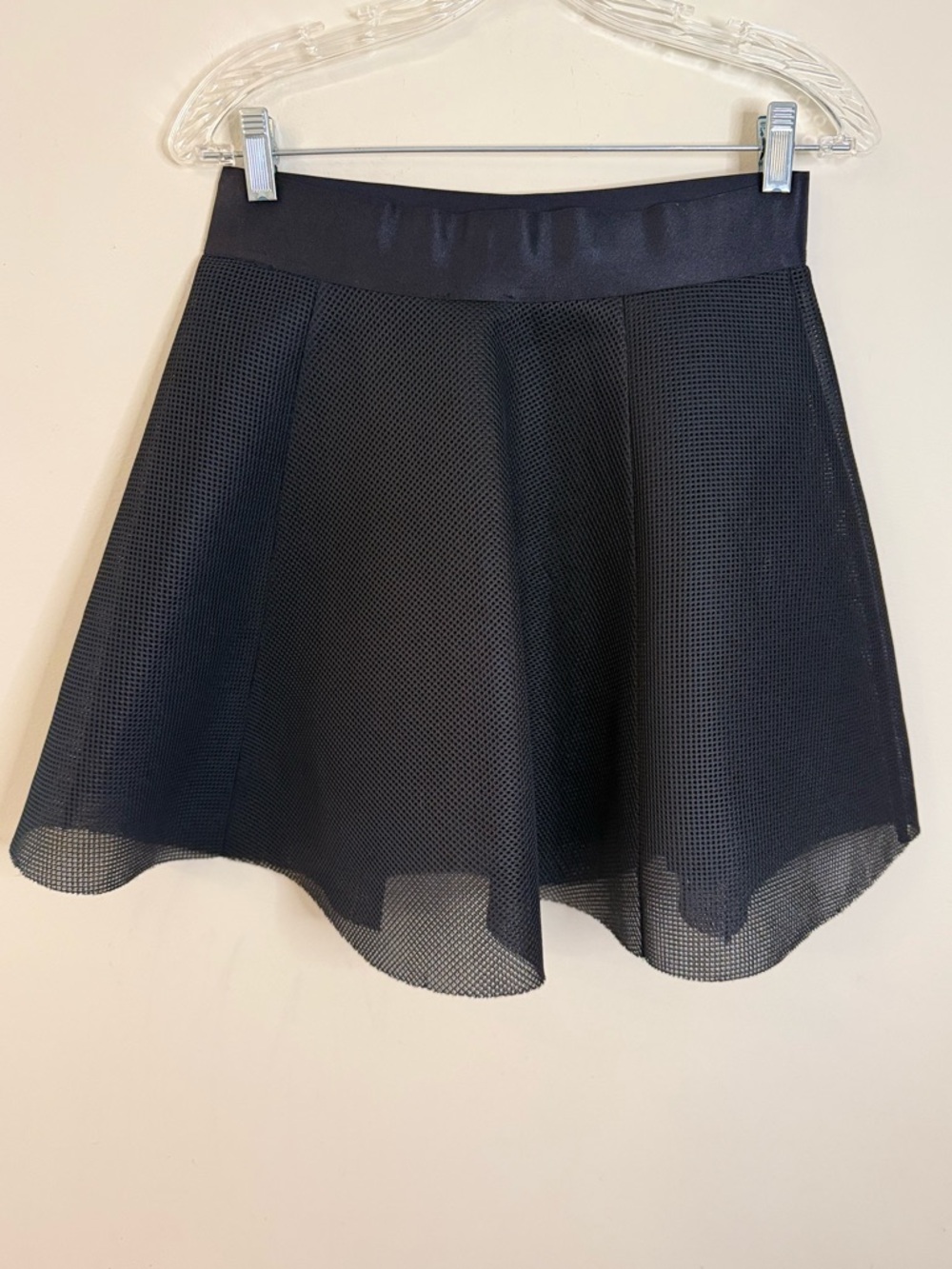 Express black mesh chic full skater mini skirt SZ M - Picture 2 of 10
